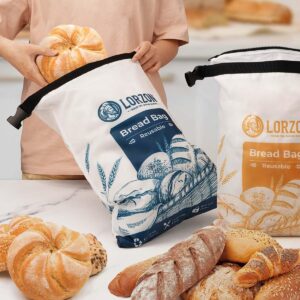 2-Pack Bread Bags to Keep Fresh, Reusable Bread Bags for Homemade Bread, Sourdough Bread Bags with Zipper, Large Bread Loaf Freezer Bags