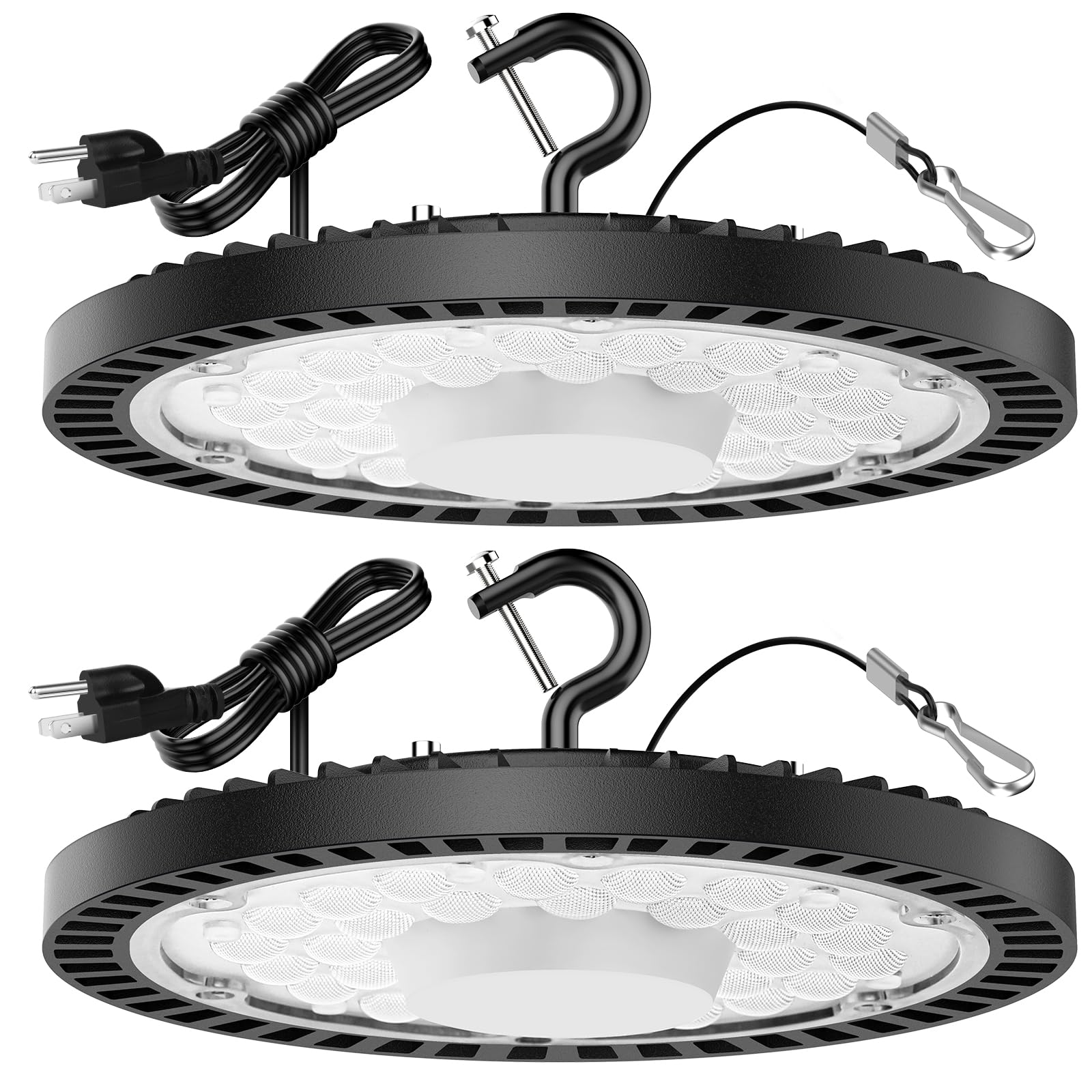 TOBUSA 24000LM UFO LED High Bay Lights, 150W LED Shop Lights, 600W MH/HPS Equivalent Warehouse Lights 5000K, Waterproof Industrial Commercial Lighting Fixtures for Workshop Barn Garage, 2-Pack