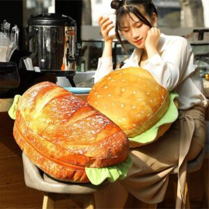 GKWW Cheeseburger Plush Pillow Hamburger Stuffed Pillow Giant 3D Simulation Burger Cushion Fluffy Cheeseburger Plushie Pillow Toys Gift for Room Decor Holiday Birthday