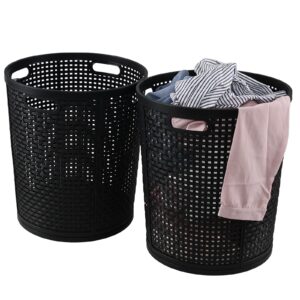 ysmiltion plastic round dirty clothes hampers, 40 l round laundry baskets, 2 packs