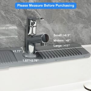 Kitchen Sink Splash Guard, Silicone Draining Mat for Kitchen Sink Sponge Holder Drying Mat for Kitchen Counter Faucet Handle Drip Catcher Tray Mat Sink Accessories Gadgets for Kitchen Bathroom - Grey