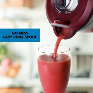 Kenmore Smoothie Blender Countertop for Kitchen Stainless Steel blades for Ice Crushing Variable Speed Self Clean Dishwasher Safe Tritan Pitcher Red 64 oz (8-cup) 1200W Motor