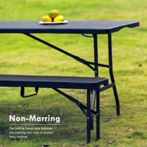 Portable Folding Benches 6ft 2 Pack, Durable Folding Chairs for Indoor and Outdoor Use, Ideal Foldable Bench for Picnic Camping Garden - Lightweight Compact Easy Storage