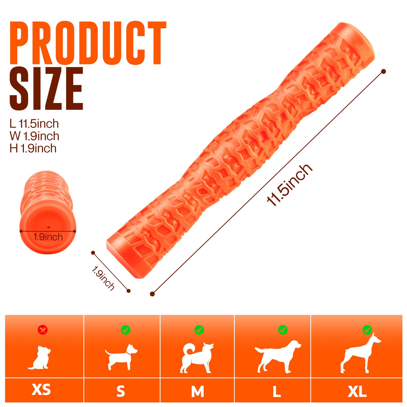 LOYEE Dog Squeaky Toys Dog Toys for Aggressive Chewers Tough Rubber Chew Toys for Medium/Large Breed, Indestructible Puppy Chew Toys for Teething (Orange)