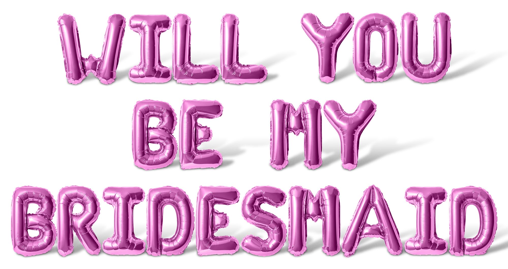 Letter Balloons - WILL YOU BE MY BRIDESMAID 16" Inch Alphabet Letters Foil Mylar Balloon Bridesmaid Wedding Proposal Banner (Pink)