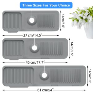 Kitchen Sink Splash Guard, Silicone Draining Mat for Kitchen Sink Sponge Holder Drying Mat for Kitchen Counter Faucet Handle Drip Catcher Tray Mat Sink Accessories Gadgets for Kitchen Bathroom - Grey