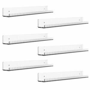 Cq acrylic Clear Floating Bookshelf for Kids Room,15" Invisible Wall Mounted Hanging Book Shelves, U Modern Picture Ledge Display Toy Storage Vinyl Record Wall Shelf,Pack of 6