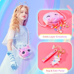 Unicorn Toys for Girls Kids Toys 5 6 7 8 9 10+ Years Old, Kids Unicorn Gifts with Glowing Blanket/ Water Bottle/ Eye Mask/Headband/Crossbody Bag/Sunglass/12PCS Birthday Gift Toys for Girls 6-10+