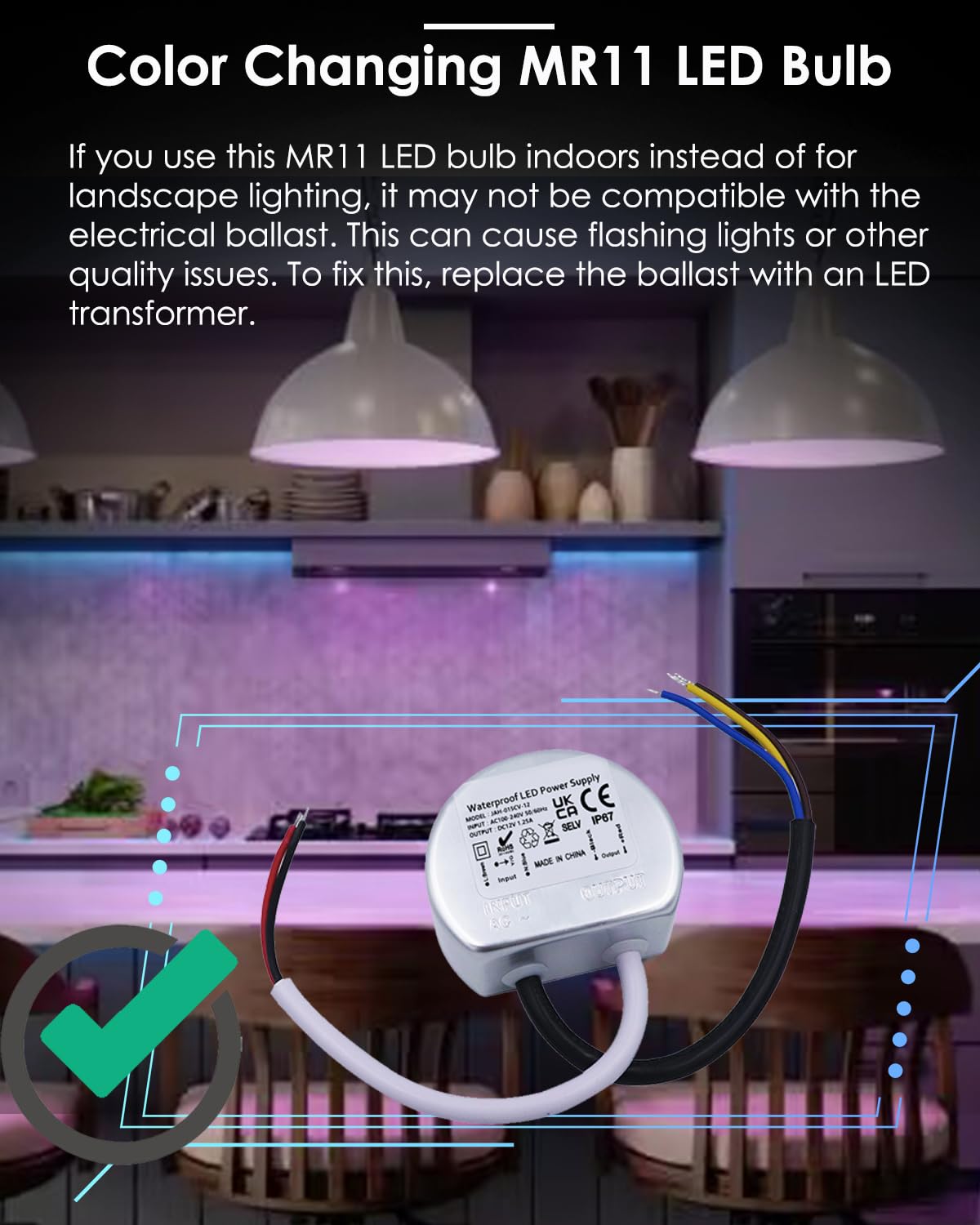 Noobibaba MR11 LED Bulb Color Changing GU4 LED Bulb MR 11 LED Landscape Light Bulbs 3W 12V Bi-Pin Base Warm White RGB Colors (2 Bulbs and a Remote)