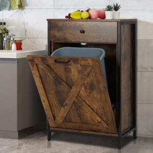 Bed Bath & Beyond 10 Gallon Tilt Out Kitchen Trash Cabinet Trash Can Wooden Tilts Out Hands Laundry Recycling Holder Brown Brown