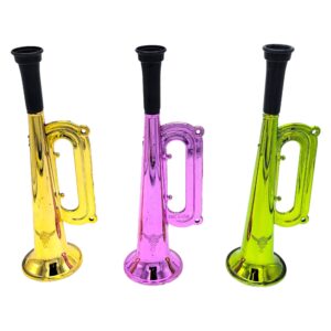 Metallic Trumpet Noise Makers - 12 Pack (7") Fun Mini Shiny Blow Horn Plastic Musical Noisemaker for New Year Birthday Party Favor, Sport School Graduation Events (Metallic Trumpets, 12, Pack)