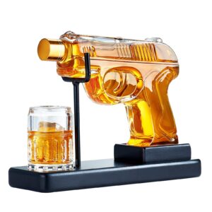 birthday gifts for men dad, kollea gun whiskey decanter sets for men - shot glass, funny christmas gift ideas for him boyfriend brother, liquor dispenser for bar, anniversary, veteran military present