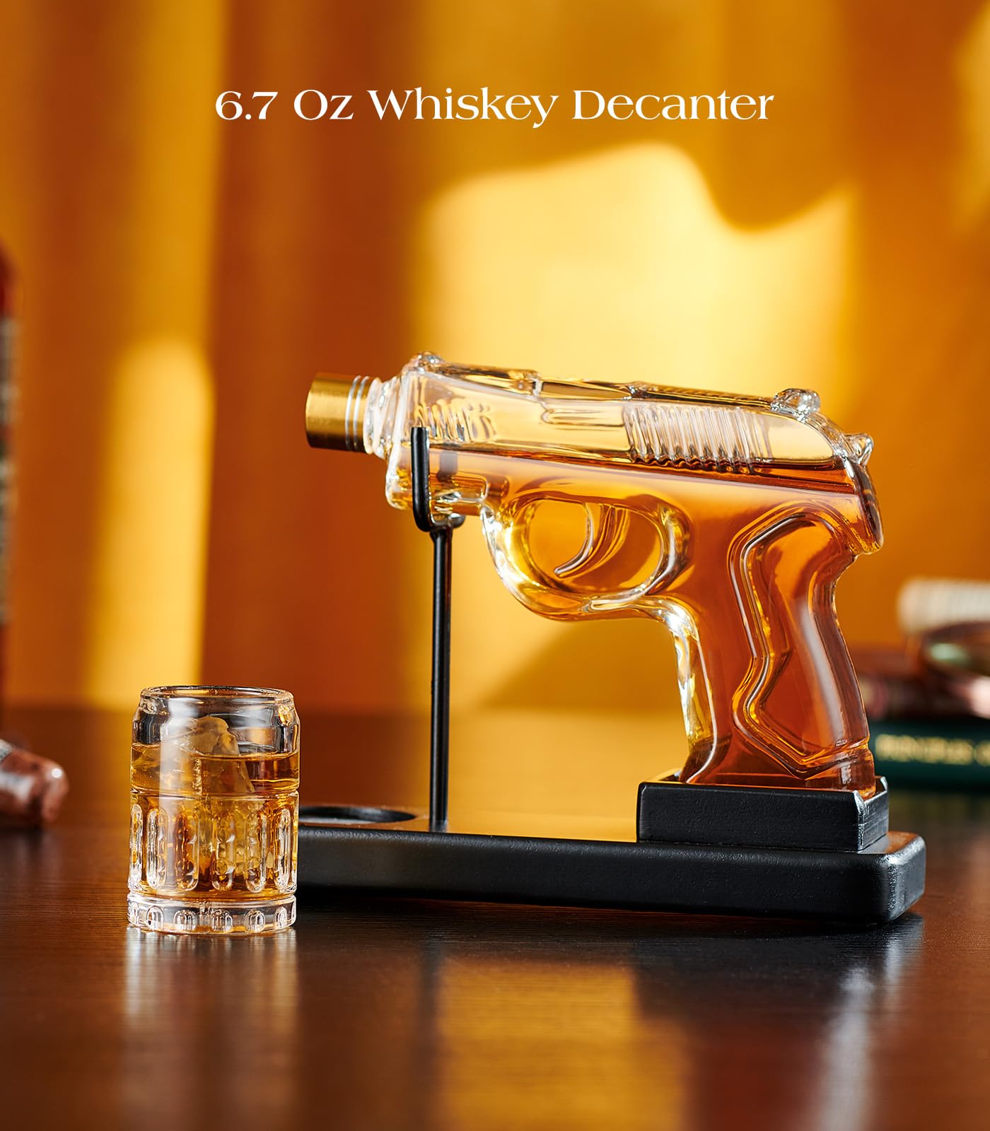 Birthday Gifts for Men Dad, Kollea Gun Whiskey Decanter Sets for Men - Shot Glass, Funny Christmas Gift Ideas for Him Boyfriend Brother, Liquor Dispenser for Bar, Anniversary, Veteran Military Present