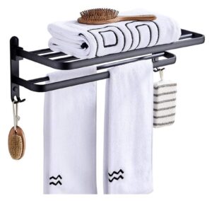 towel racks towel shelfs,bathroom towel rack aluminum alloy black oil brushed bath towel holder foldable fixed bath towel holder space aluminum bathroom shelf bathroom kitchen hardware/39cm (size : 3