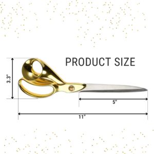 11" Gold Scissors for Grand Opening – Heavy Duty Gold Ribbon Cutting Scissors for Special Events Inaugurations Ceremonies Sharp Stainless Steel Scissors Gold 11 Inch Best Scissors for All Purpose