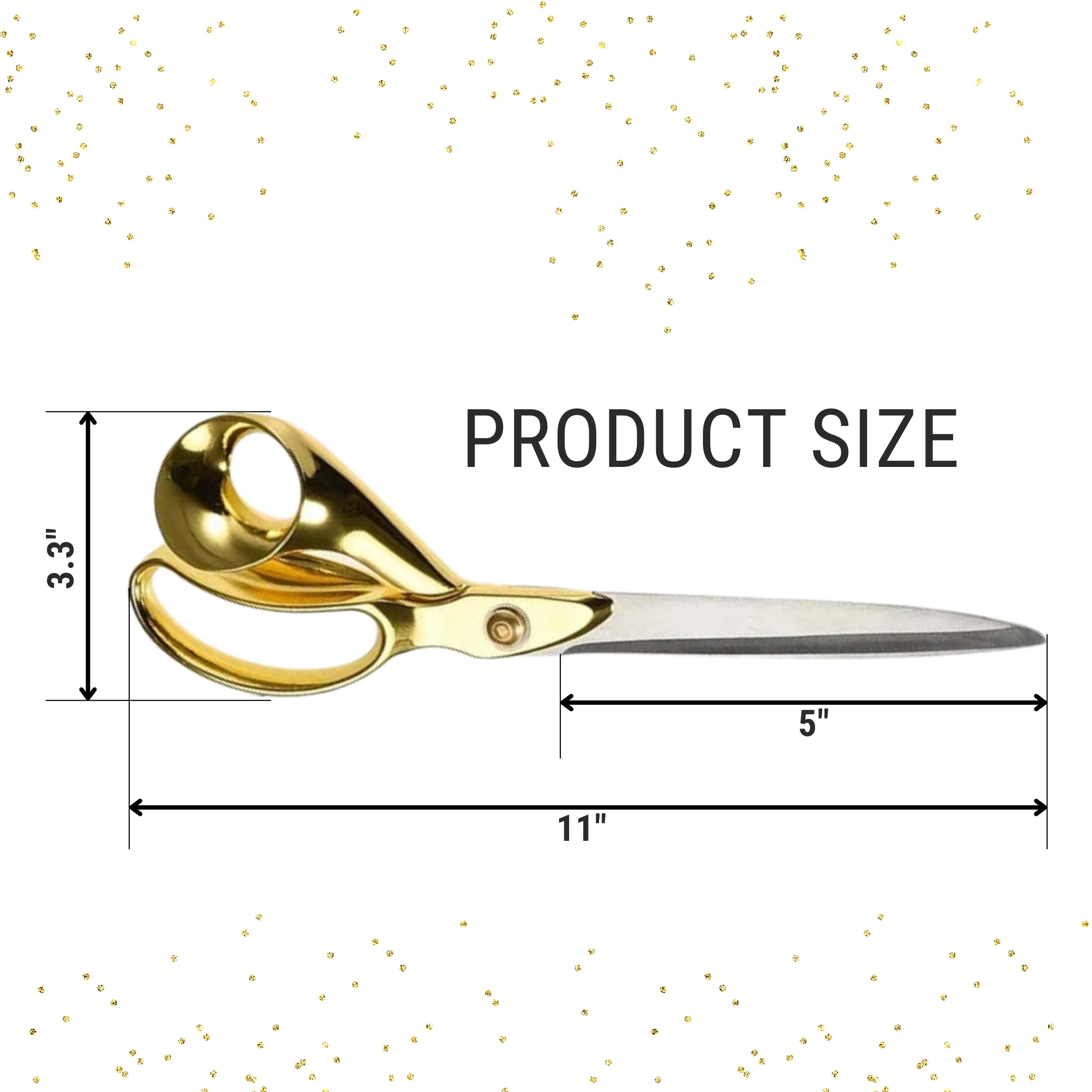 11" Gold Scissors for Grand Opening – Heavy Duty Gold Ribbon Cutting Scissors for Special Events Inaugurations Ceremonies Sharp Stainless Steel Scissors Gold 11 Inch Best Scissors for All Purpose