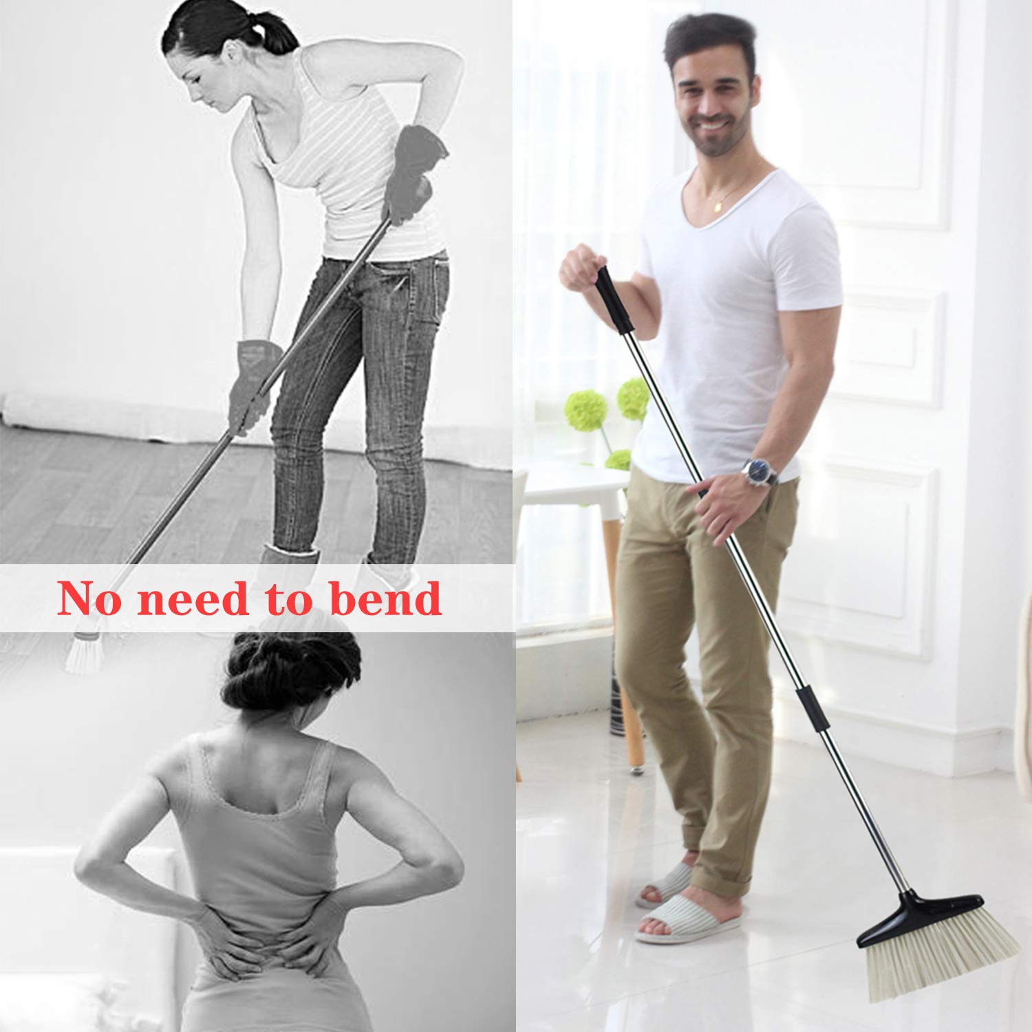 Broom and Dustpan Set for Home with Lid Indoor Upright Dustpan Broom and Dustpan Set Combo Dust Pan with Long Handle Apartment Household Essentials for New Home Angle Broom Sweeping Office Kitchen