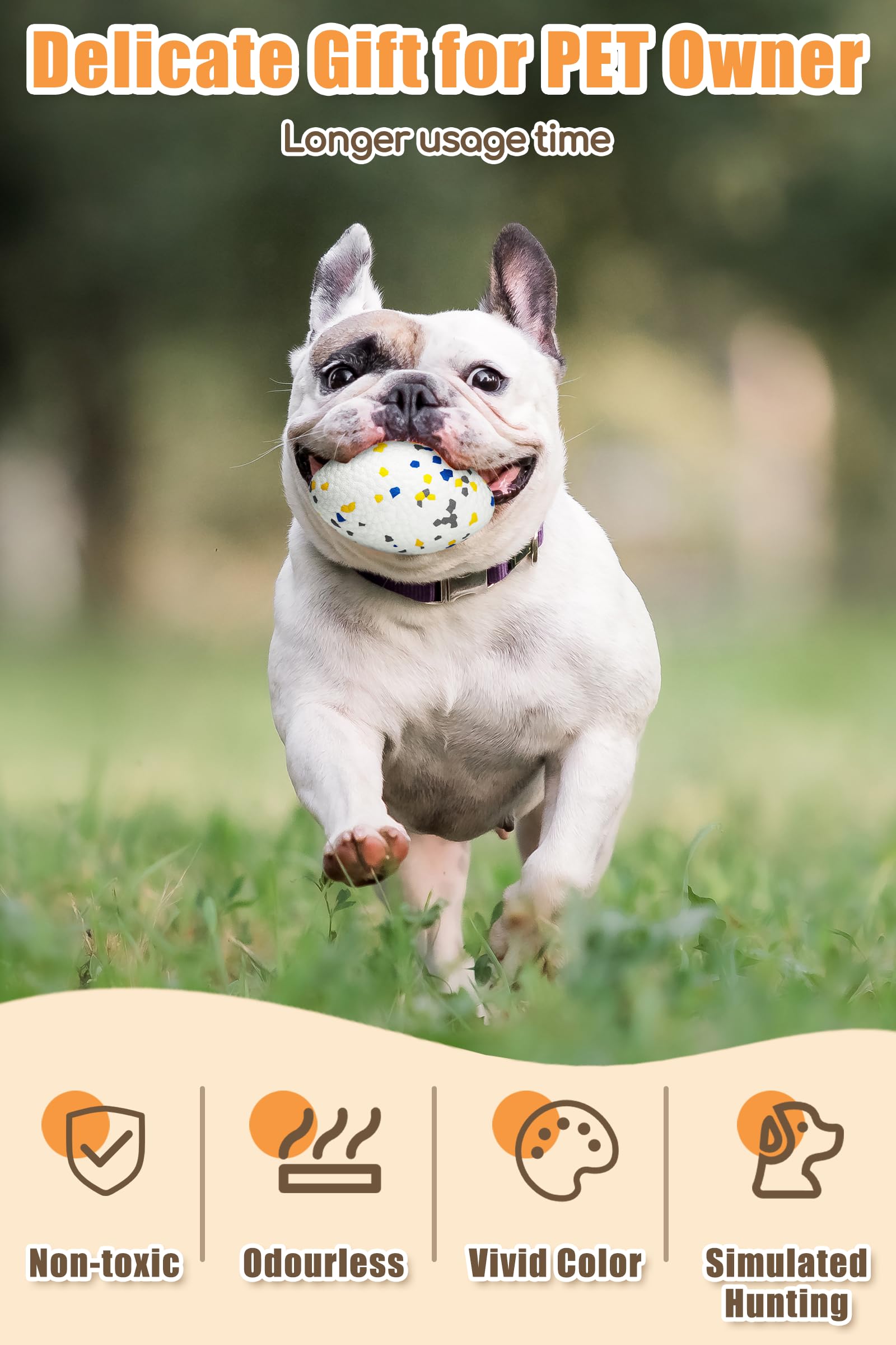 Moonorange Upgrade Bone Dog Balls Tough Dog Toys for Aggressive Chewers, Indestructible Chew Bone Toy Tennis Balls for Large Breed (White)