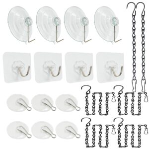 xjkjsx uction cup hooks pack,hanging chain with adhesive hooks and suction cup hooks for stained glass window hangings