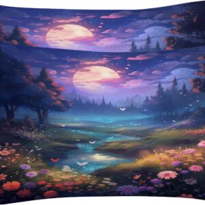 OmErsa Forest Duvet Cover Queen Size Bedding Set 3 PCS, Fantasy Nature Comforter Cover & 2 Pillowcases Soft Microfiber Patterned Bedroom Decorations for Adults Teens