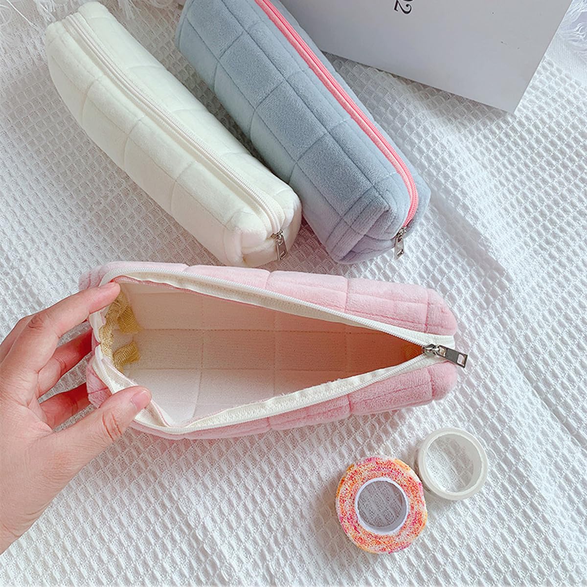 HABUAETY Small Pencil Pouch Pen Pouch Office Stationery Storage Bags Mini Makeup Cosmetic Bag