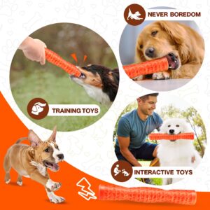 LOYEE Dog Squeaky Toys Dog Toys for Aggressive Chewers Tough Rubber Chew Toys for Medium/Large Breed, Indestructible Puppy Chew Toys for Teething (Orange)