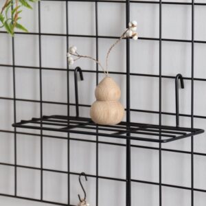 PEAUARL Metal Mesh Wall Grid Panel Hanging Basket,Display Shelf,Pen Holder,Hooks Rack,Bookshelf,Decorative Desk Storage Organizer for Office,Study,Set of 5 (Black)