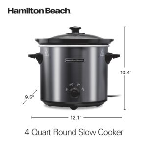 Hamilton Beach 4-Quart Slow Cooker with 3 Cooking Settings, Dishwasher-Safe Stoneware Crock & Glass Lid, Brushed Gray(33240)