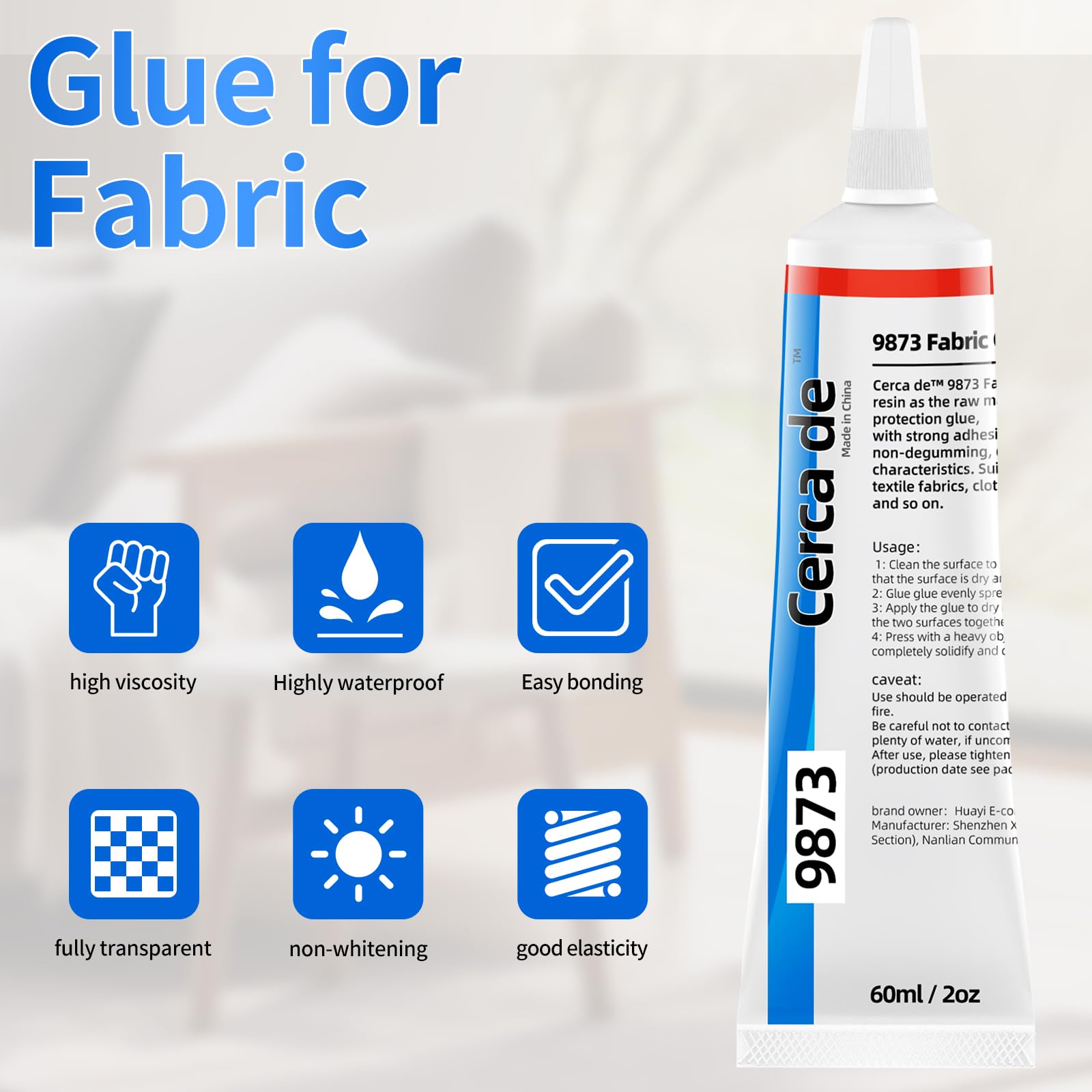 Cerca de Fabric Glue，Liquid Stitch Fabric Adhesive，Mighty mend it Fabric Glue, Strong, Waterproof Glue for Fabric Repair and Permanent Bonding, 2 oz.