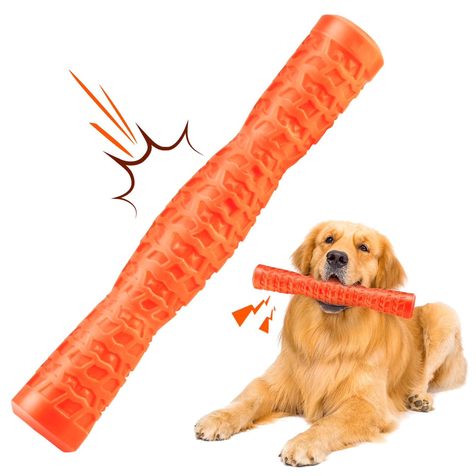 LOYEE Dog Squeaky Toys Dog Toys for Aggressive Chewers Tough Rubber Chew Toys for Medium/Large Breed, Indestructible Puppy Chew Toys for Teething (Orange)