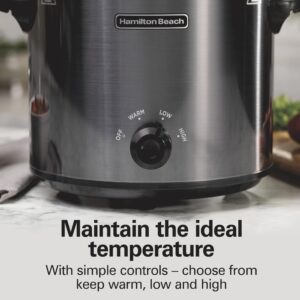 Hamilton Beach 4-Quart Slow Cooker with 3 Cooking Settings, Dishwasher-Safe Stoneware Crock & Glass Lid, Brushed Gray(33240)