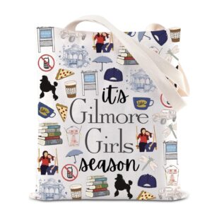 kuiyai gilmore tv show merchandise tote bag luke’s coffee gift rory lorelai lovers gift it’s gilmore g season shoulder bag gift (gilmoreseasontotes)