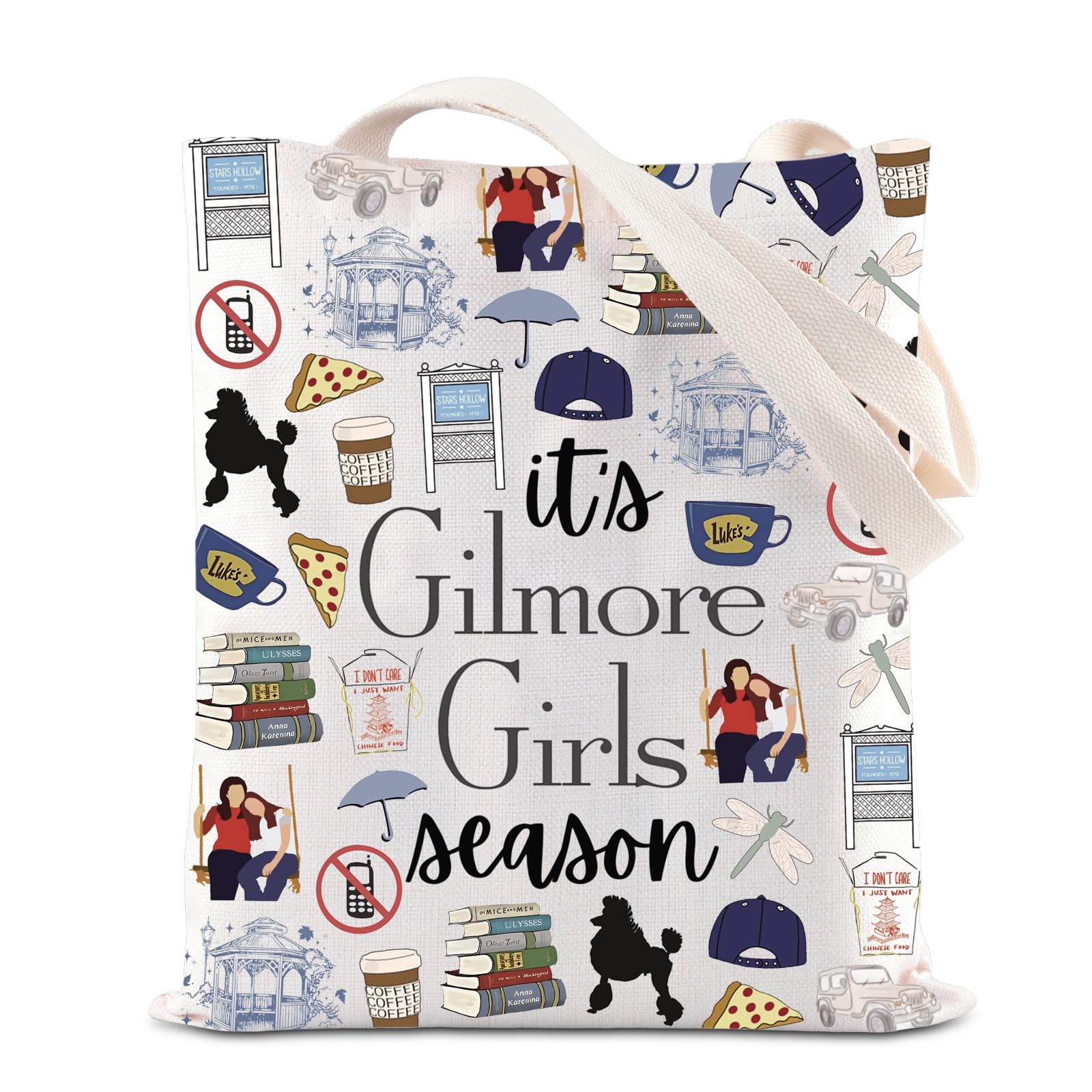 KUIYAI Gilmore TV Show Merchandise Tote Bag Luke’s Coffee Gift Rory Lorelai Lovers Gift It’s Gilmore G Season Shoulder Bag Gift (GilmoreSeasonToteS)