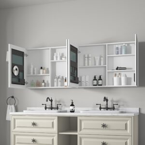 poeyleja medicine cabinet mirror, 72 * 26 bathroom mirror with storage recessed or surface wall mounted medicine cabinets for bathroom waterproof and rust-resist concealed storage door