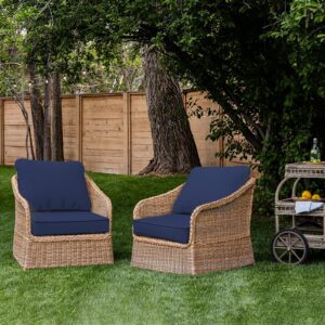 DYTXIII Outdoor Deep Seat Cushions Set 24 x 24 Inch for Patio Furniture,Water Resistant Chair Cushions Replacement Includes Seat Cushion & Back Pillow for Couch Sofa, Wicker Chair - Navy Blue