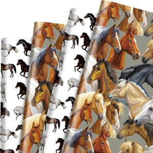 12 sheets horse wrapping paper western cowboy gift wrap paper redeo gift wrap paper for birthday party baby shower diy craft, 19.7 × 27.6 inch