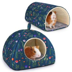 glittme guinea pig hideout, soft guinea pig bed and tunnel, 2 pack washable guinea pig tunnel with house guinea pig accessories for hamster, rabbit, bunny, small animal