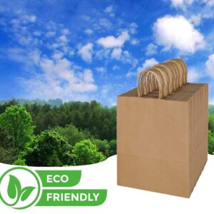 Premium 10x5x13 Paper Bags with Handles - Pack of 100, Kraft Paper Bags Ideal for Shopping, Wedding, Business, Retail, Craft, Gifts & More - Durable, 100% Recyclable Brown Quality Bags