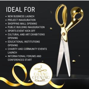 11" Gold Scissors for Grand Opening – Heavy Duty Gold Ribbon Cutting Scissors for Special Events Inaugurations Ceremonies Sharp Stainless Steel Scissors Gold 11 Inch Best Scissors for All Purpose