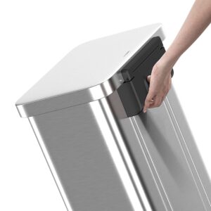 QUALIAZERO 75L/19.8Gal Heavy Duty Hands-Free Stainless Steel Commercial/Kitchen Step Trash Can, Fingerprint-Resistant Soft Close Lid, Rectangle Shape (75L Rectangle)