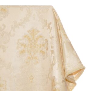 chateau damask upholstery jacquard home décor polyester 56" fabric by the yard (beige/yellow)