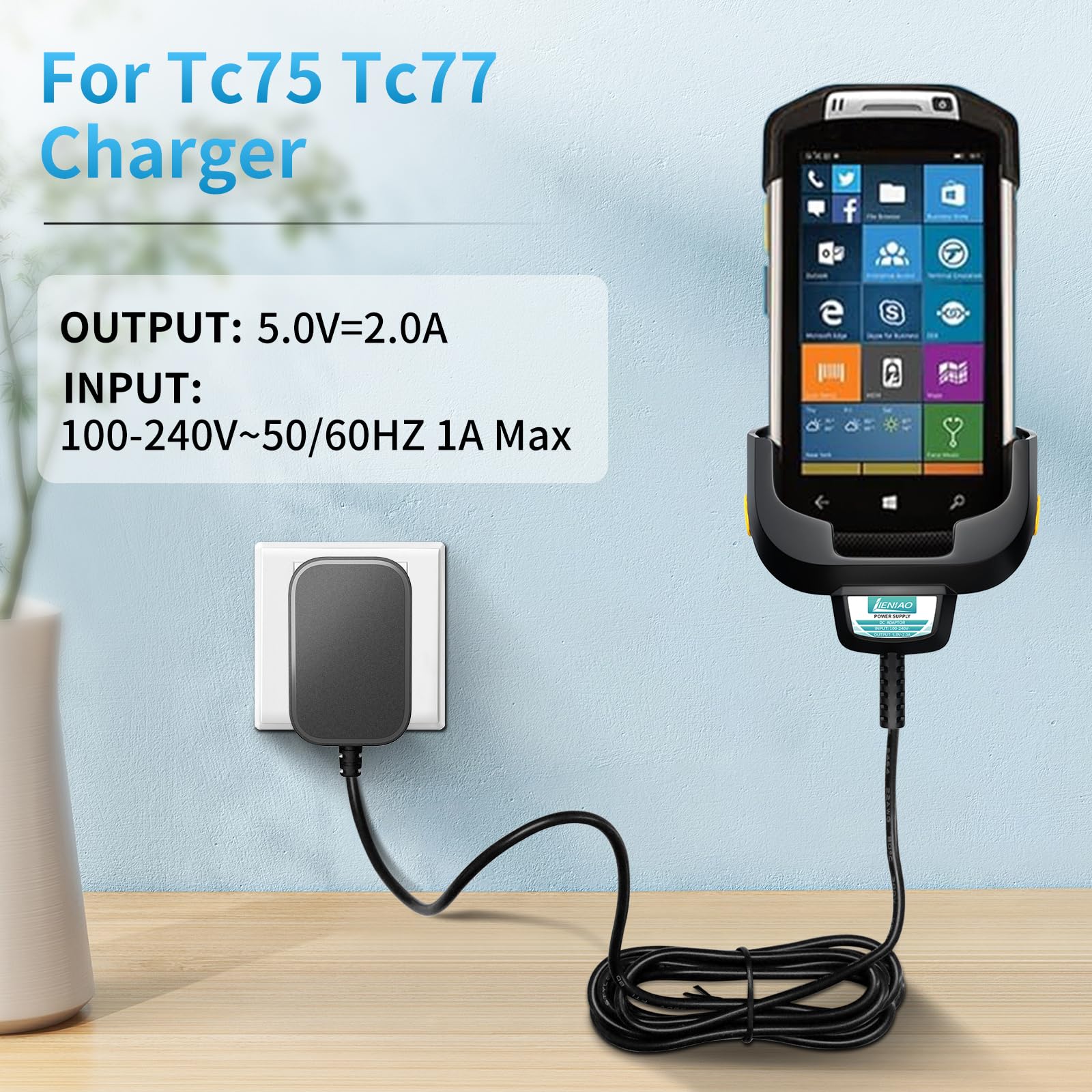 Scanner Battery Charger for Zebra TC77 Charger TC70 Charger Barcode Scanner Charger TC77 TC55 TC72 TC75 TC70x TC75x TC75EK TC75AH TC700H TC700K TC77HL TC720L BT-000318 Battery Charger