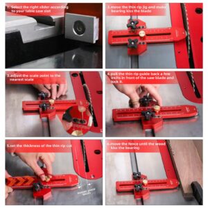 GOINGMAKE Safety Table Saw Jig Thin Rip Jig for Making Repetitive Narrow Thin Strip Cuts Metal Fast Thin Ripping Guide for Table Saw Band Saw Router Table Fits for 3/8" x 3/4" T Slot Woodworking Tools