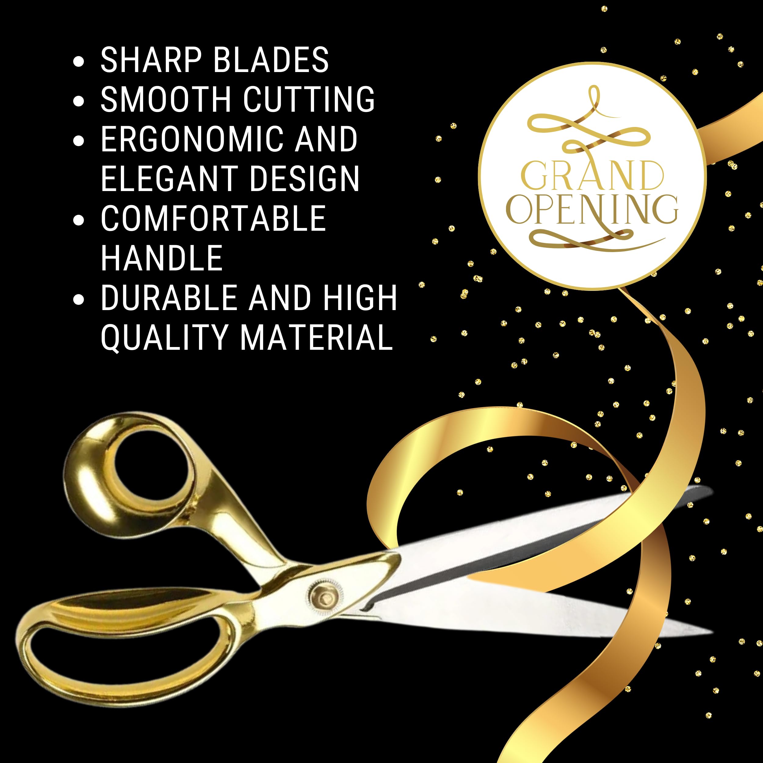 11" Gold Scissors for Grand Opening – Heavy Duty Gold Ribbon Cutting Scissors for Special Events Inaugurations Ceremonies Sharp Stainless Steel Scissors Gold 11 Inch Best Scissors for All Purpose