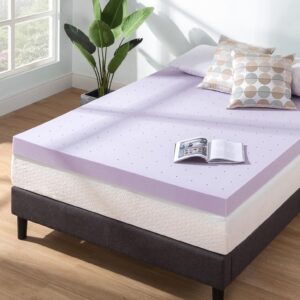 crown comfort 4 inch lavender infused ventilated memory foam bed topper - queen