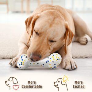 Moonorange Upgrade Bone Dog Balls Tough Dog Toys for Aggressive Chewers, Indestructible Chew Bone Toy Tennis Balls for Large Breed (White)