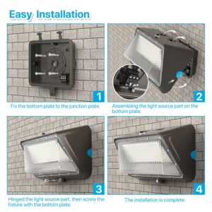 Upgraded LED Wall Pack Lights with Dusk to Dawn Photocell, 2Pack Led Wall Lights 70W IP65 Waterproof Wall Mount Outdoor Wall Lights Fixture 8400LM 5000K Daylight Outdoor Flood Lights for Warehouse