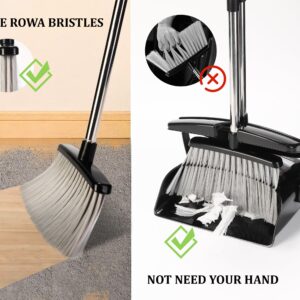 Broom and Dustpan Set for Home with Lid Indoor Upright Dustpan Broom and Dustpan Set Combo Dust Pan with Long Handle Apartment Household Essentials for New Home Angle Broom Sweeping Office Kitchen