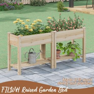 FILWH Raised Garden Bed with Legs Elevated Wooden Planter Box Stand Large Planter Stand Box for Fruits Vegetables Flowers with Divider with Bag - 34x18x30.5IN