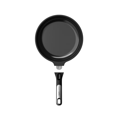 Berghoff Leo Phantom Nonstick Ceramic Frying Pan 8in Detachable Handle Recycled Cast Aluminum CeraGreen Non-toxic Coating Induction Pan Oven-to-table Cookware Full Disk